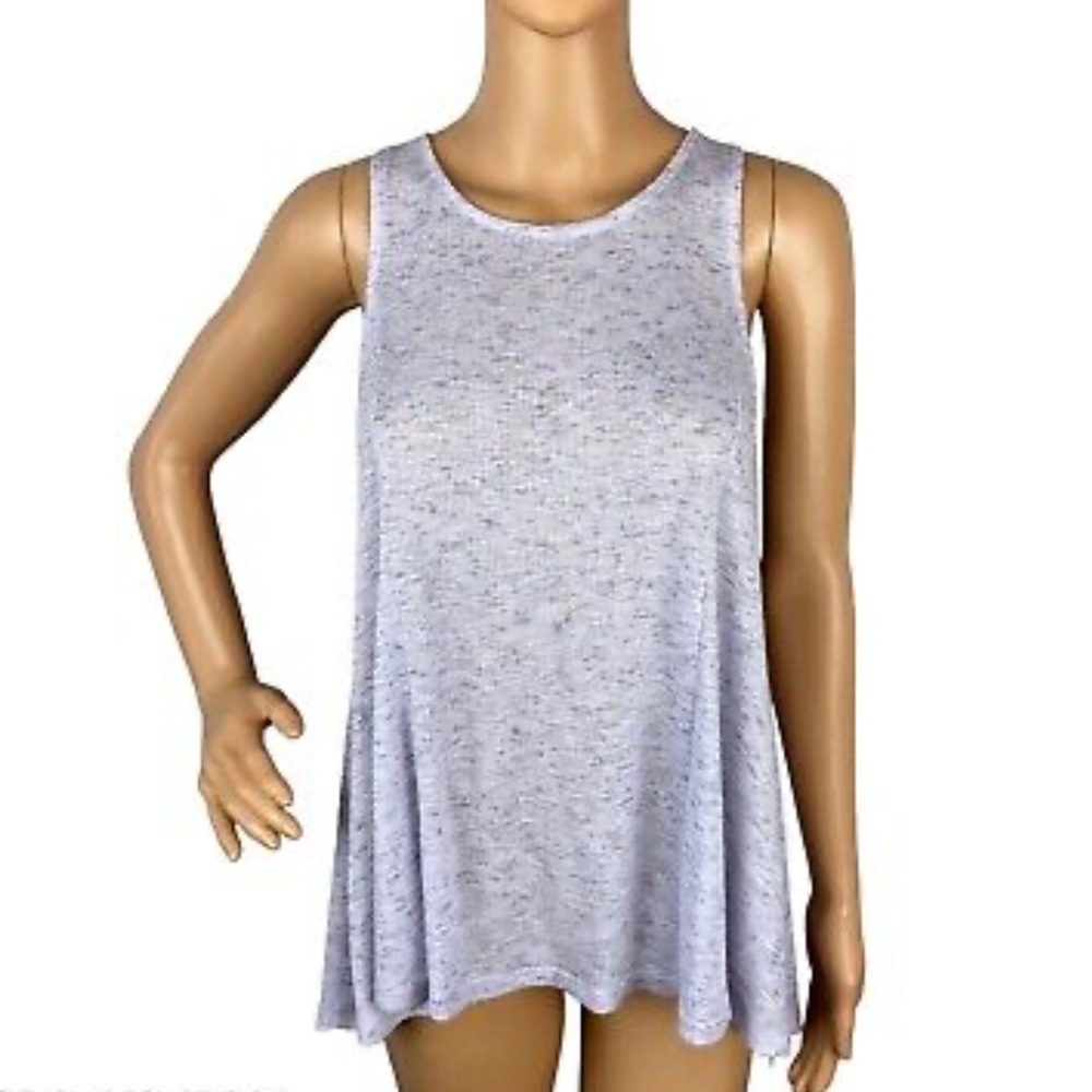 Anthropologie Gray Lace-Up Back Sleeveless top